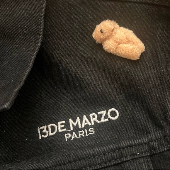 13DE Marzo Paris Mini Teddy Bear Cover Denim Jacket Coat Black Size S - RARE - Picture 2 of 9